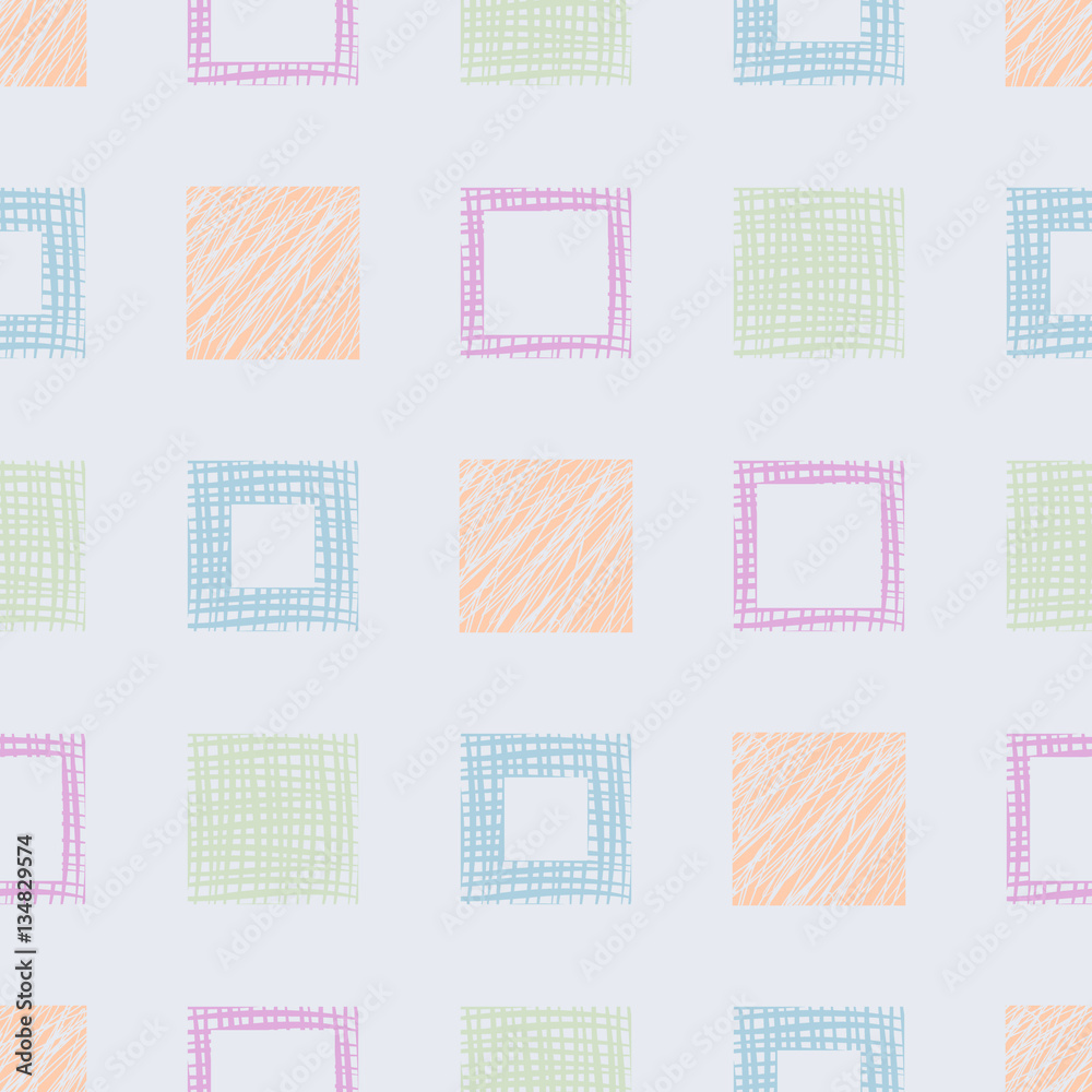 Seamless vector geometrical pattern, endless background with hand drawn textured geometric figures. Graphic illustration Template for wrapping, web backgrounds, wallpaper