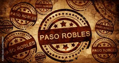 paso robles, vintage stamp on paper background photo