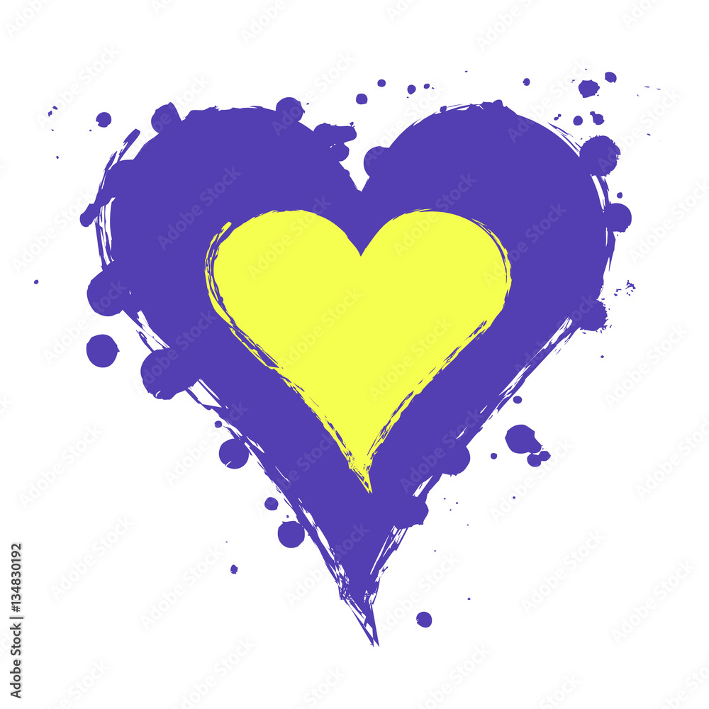 Vector graphic grunge illustration of heart sign with ink blot, brush strokes, drops isolated on the white background. Series of artistic illustration with splash, blots and brush strokes. Vector graphic grunge illustration of heart sign with ink blot, brush strokes, drops isolated on the white background. Series of artistic illustration with splash, blots and brush strokes.