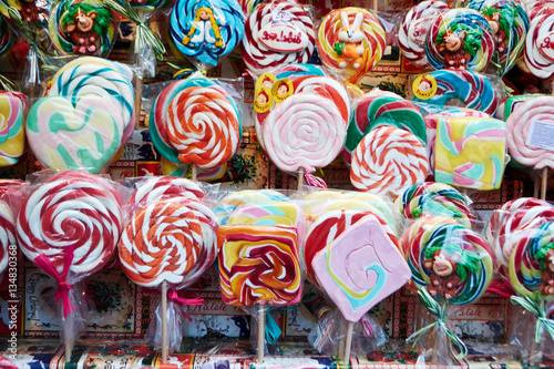 assortment of colorful lollipops displayed for sale 