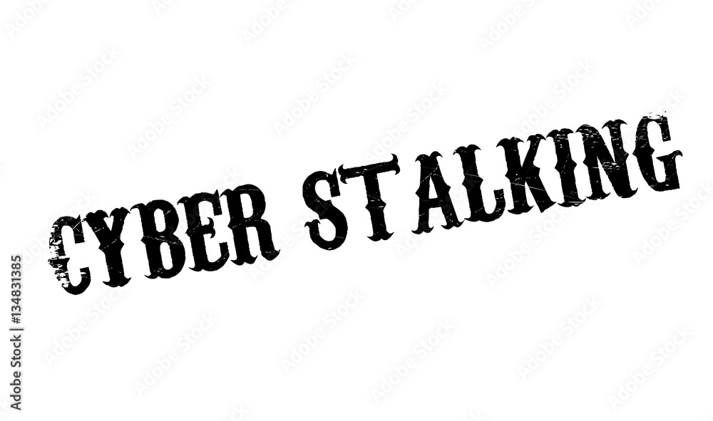 Cyber Stalking rubber stamp. Grunge design with dust scratches. Effects can be easily removed for a clean, crisp look. Color is easily changed.