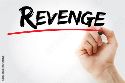 Hand writing Revenge with marker, concept background photo