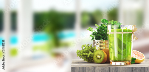 Estratto di frutta e verdura verde salutare photo