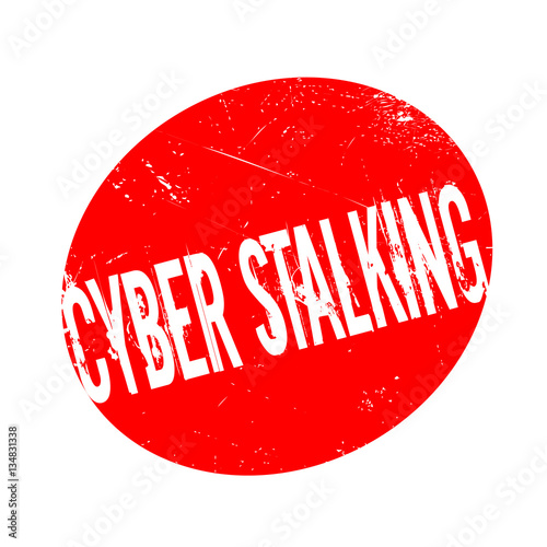 Cyber Stalking rubber stamp. Grunge design with dust scratches. Effects can be easily removed for a clean, crisp look. Color is easily changed.