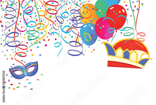 Karneval Szene mit Luftballons und Luftschlangen
