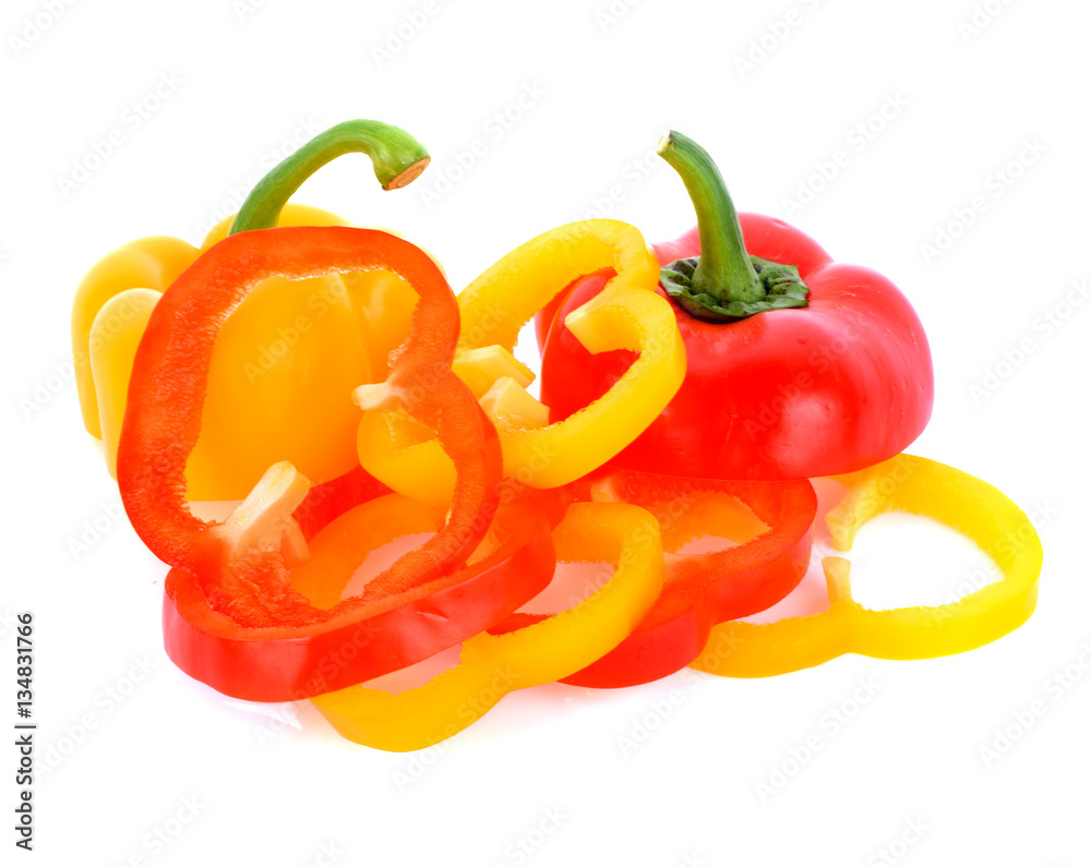 Sliced pepper isolated on white background Sliced pepper isolated on white background