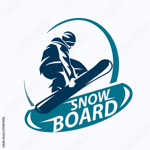 snowboarding stylized symbol, vector silhouette, logo or emblem