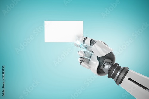 Composite image of digital composite image of white robotic arm 