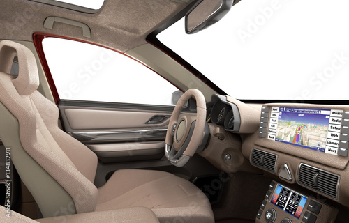 Fototapeta Naklejka Na Ścianę i Meble -  dashboard of modern brand new car with windows 3d render