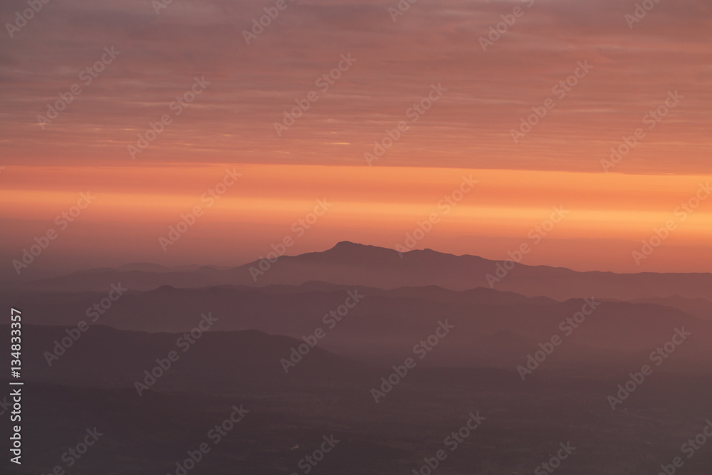 layer of mountains with misty in morning layer of mountains with misty in morning