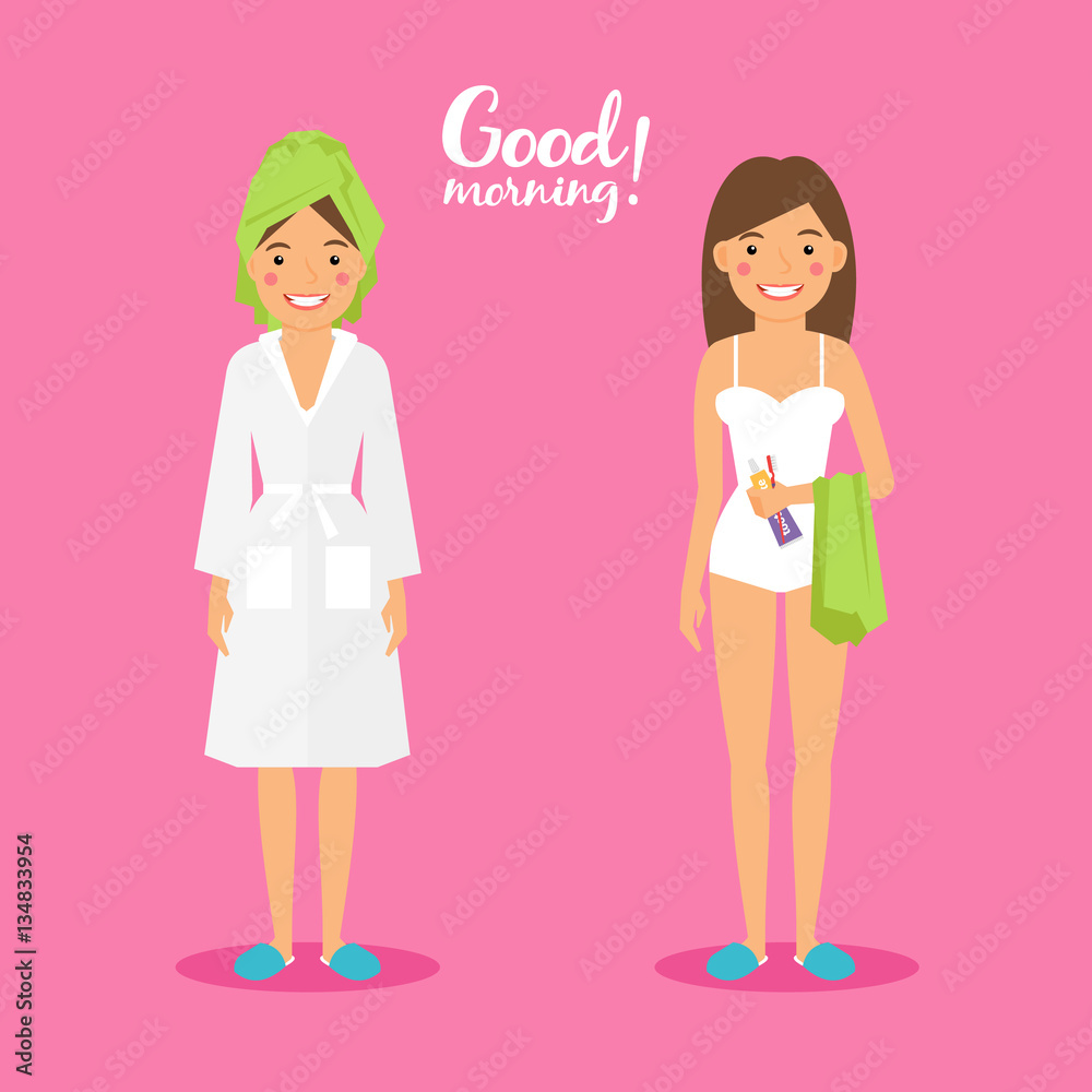 Image on theme of hygiene - girl after bath Image on theme of hygiene - girl after bath