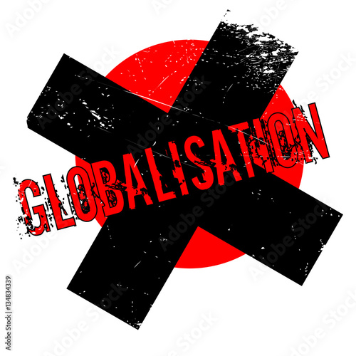 Globalisation rubber stamp. Grunge design with dust scratches. Effects can be easily removed for a clean, crisp look. Color is easily changed.