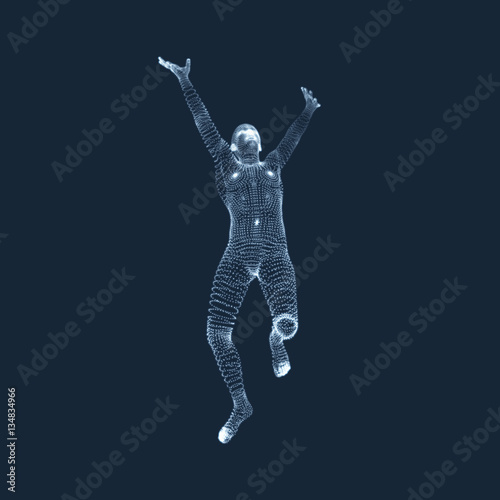 Running Man. Vector Graphics Composed of Particles.