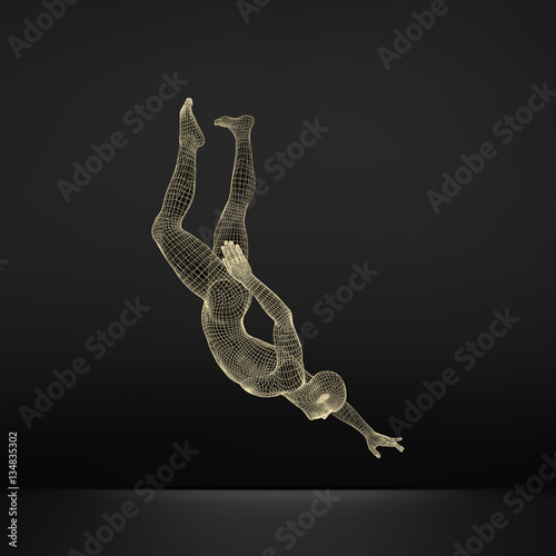 Man Falls Down from a Height. Man Fall on a Jump.