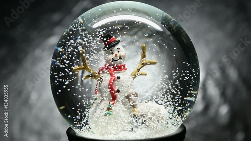 Winter Snow Globe With Snowman 