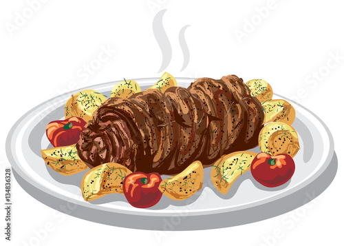 baked meat roulade