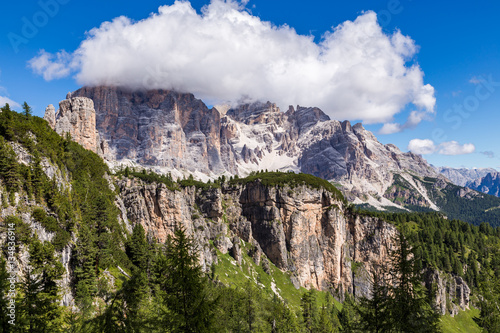 View of Tofane  a mountain group in the Dolomites of northern Italy  west of Cortina d Ampezzo in the province of Belluno  Veneto.