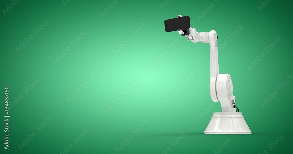 Composite image of composite image of robot holding phone 3d Composite image of composite image of robot holding phone 3d