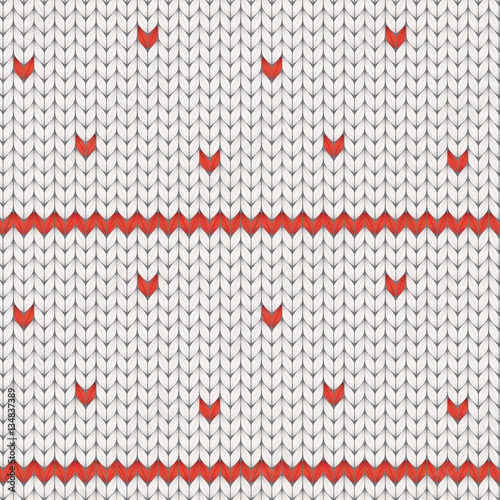 Knitted texture with Red pattern.