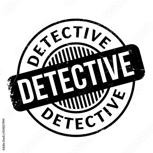 Detective rubber stamp. Grunge design with dust scratches. Effects can be easily removed for a clean, crisp look. Color is easily changed.