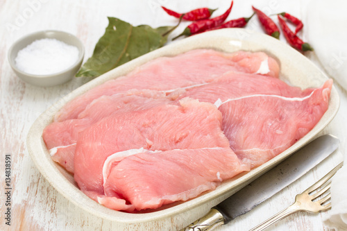 raw chicken with pink pepper and rosemary