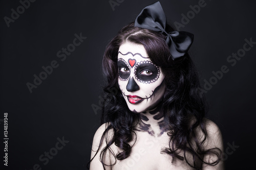 close up portrait of beautiful woman with creative Halloween sku