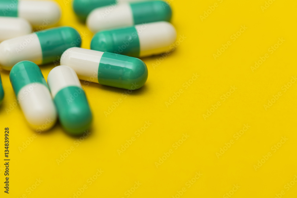 Medication pills on a bright background Medication pills on a bright background