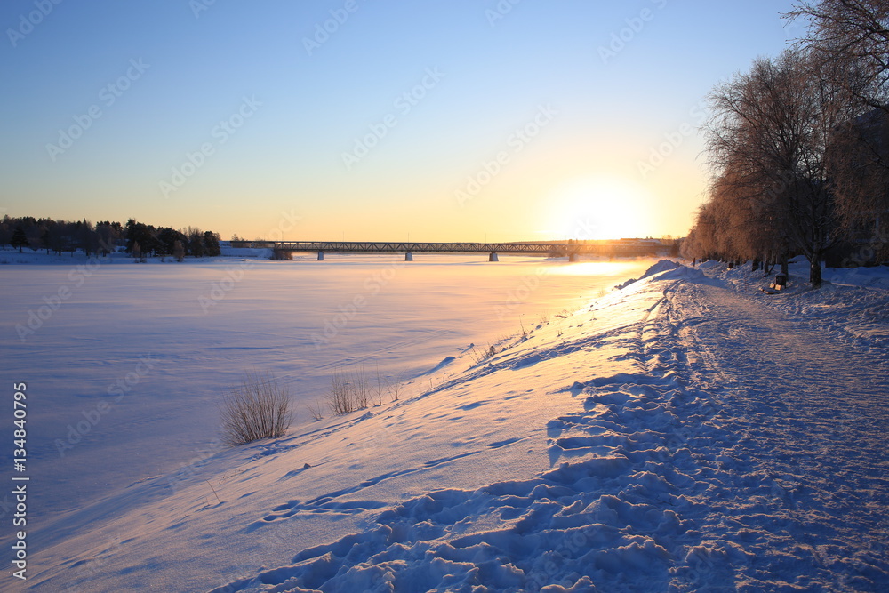The Kemijoki River in Rovaniemi, Finland The Kemijoki River in Rovaniemi, Finland