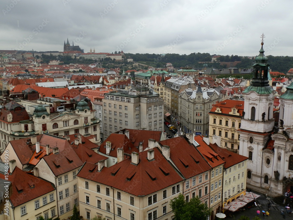 View of Prague in gloomy weather