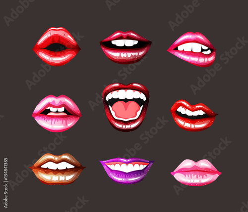 Lips set. Bright lip.