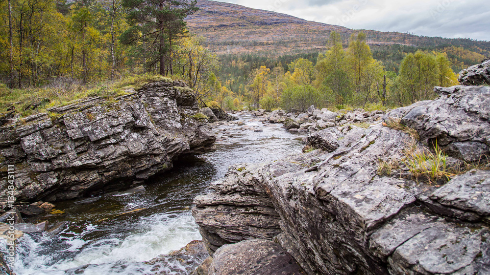 Norwegen Fjord, Wasserfall, River Norwegen Fjord, Wasserfall, River