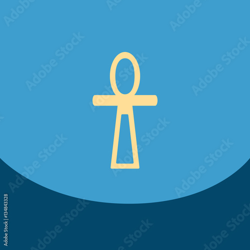 Flat icon on blue square Arabic traditional sign Egyptian Ankh
