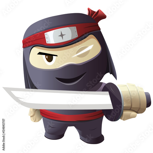 Serious ninja with sword.