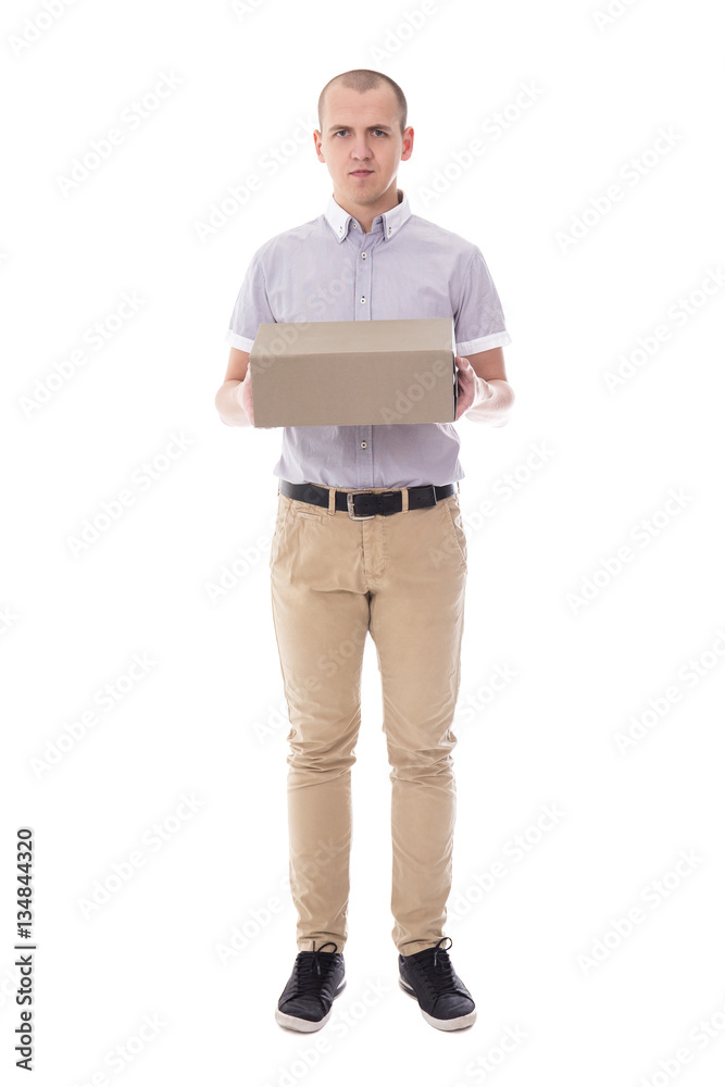post and delivery concept - full length portrait of young man wi post and delivery concept - full length portrait of young man wi