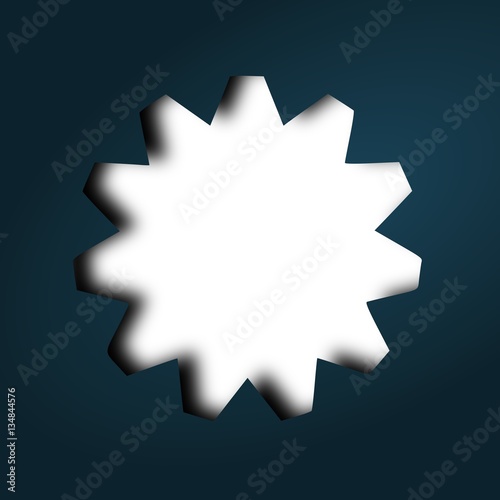 Gear wheel shape at dark blue background with shadow