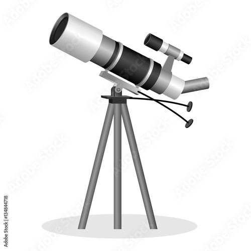 Telescope to observe the stars realistic vector illustration. Optical instrument