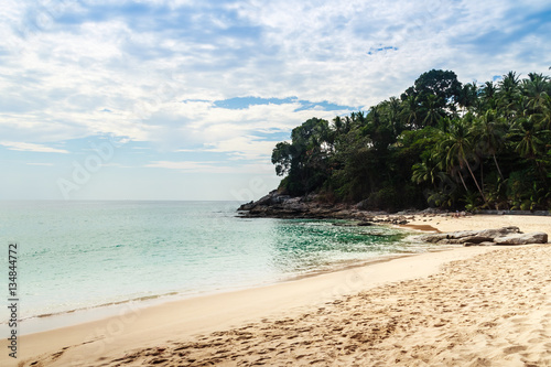 Beautiful sand, sea and sun at Naitorn beach, or Nai Thon beach, or Naithon beach (diferent to writen but same sound of speaking) Phuket, Thailand. 