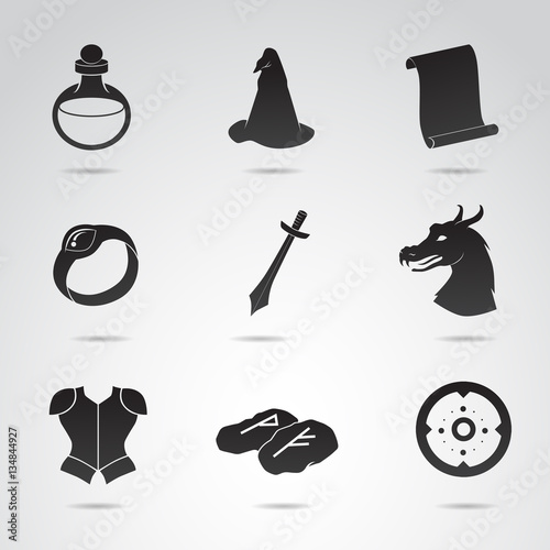 Fantasy vector icon set.