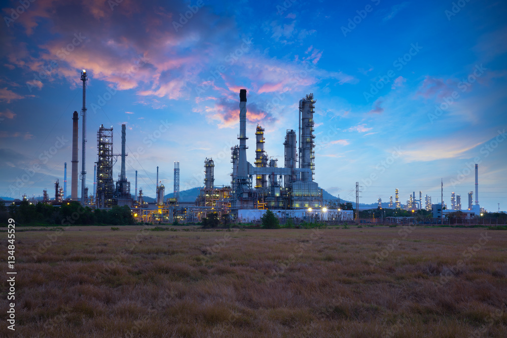 Oil refinery industry at sunrise, Oil refiner Industry background concept