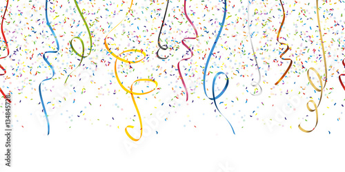 seamless confetti and streamer party background