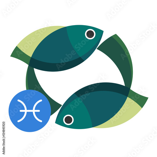 Pisces astrology sign isolated on white. Horoscope zodiac symbol