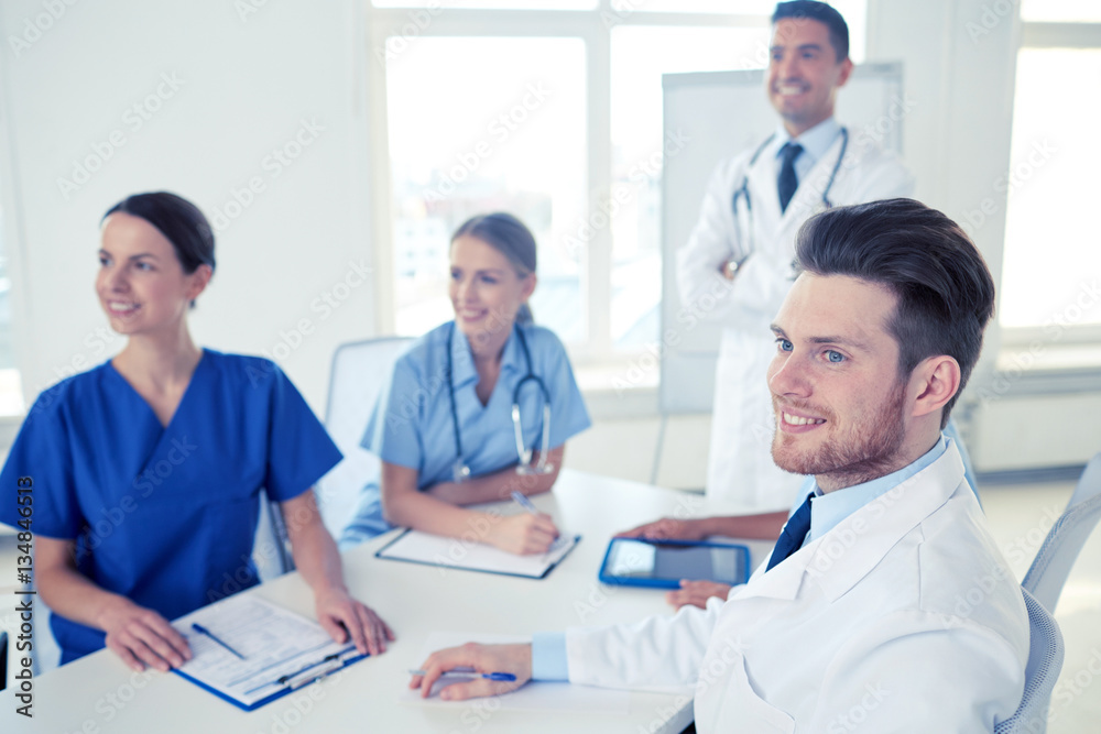 group of doctors on presentation at hospital group of doctors on presentation at hospital