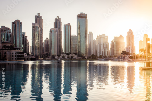 Beautiful view to Dubai downtown and skyscrapers
