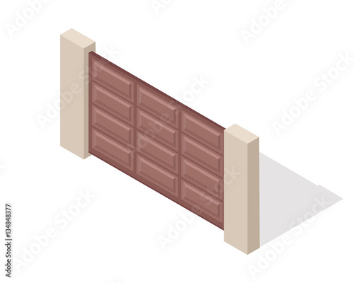 Metal Gate Vector Icon In Isometric Projection