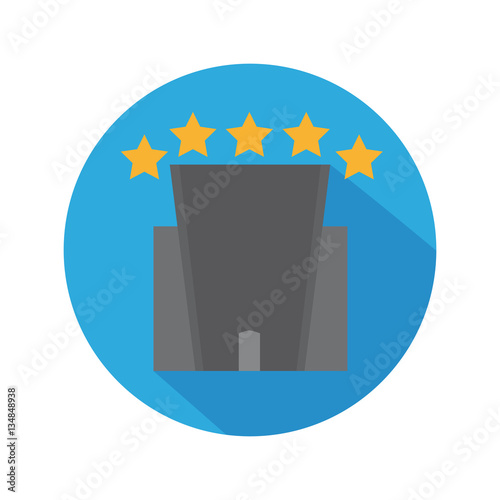 Flat Icon Hotel With Stars With Long Shadow For Trave
