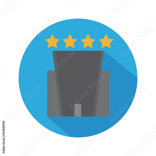 Flat Icon Hotel With Stars With Long Shadow For Travel