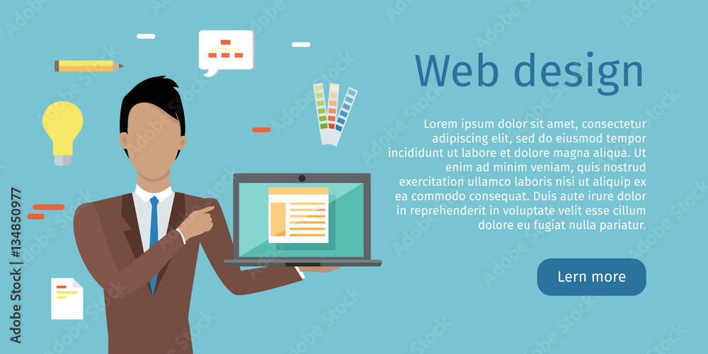 Web Design Vector Web Banner in Flat Style Web Design Vector Web Banner in Flat Style