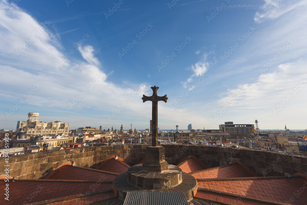 Holy cross on the roof, Barcelona Holy cross on the roof, Barcelona