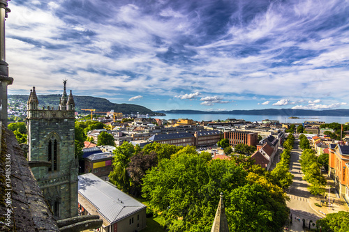 July 28, 2015: Trondheim seen from the roof of Nidaros Cathedral
