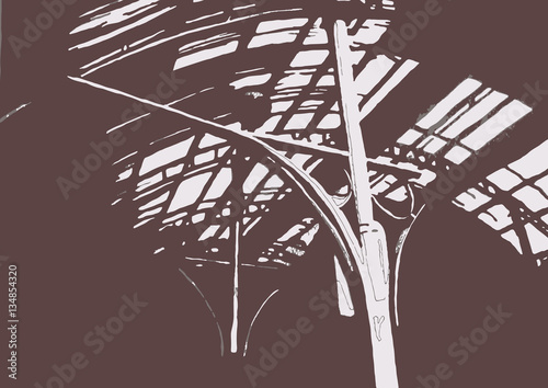 Vector Graphics City. Building's facade. Sketch  illustration